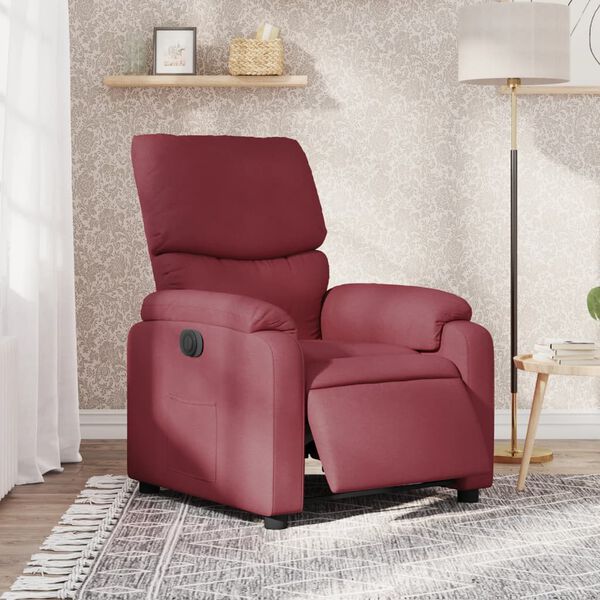 vidaXL Sill&oacute;n reclinable el&eacute;ctrico tela rojo tinto