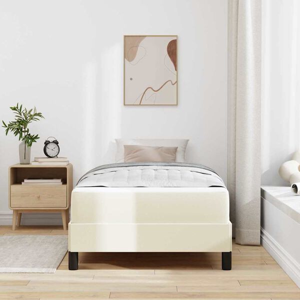 vidaXL Estructura de cama con colch&oacute;n Crema 90 x 200 cm tela