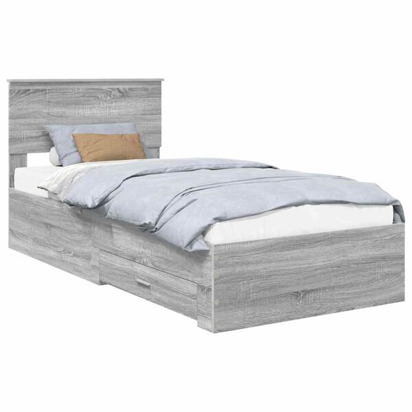 vidaXL Estructura de cama Gris Sonoma 90 x 190 cm Madera de ingenier&iacute;a