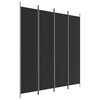 vidaXL Biombo divisor de 4 paneles de tela negro 200x220 cm
