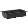 vidaXL Fregadero de Cocina Doble Granito 86 x 51 x 30 cm Grafito