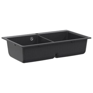vidaXL Fregadero de Cocina Doble Granito 86 x 51 x 30 cm Grafito