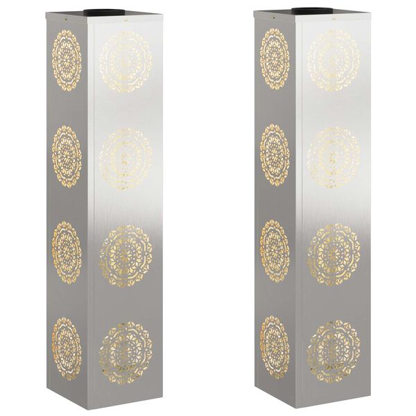 vidaXL Luz de camino LED solar 2 pcs Plateado Acero inoxidable