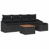 vidaXL Conjunto de sof&aacute;s de jard&iacute;n 6 uds. Negro Polirat&aacute;n