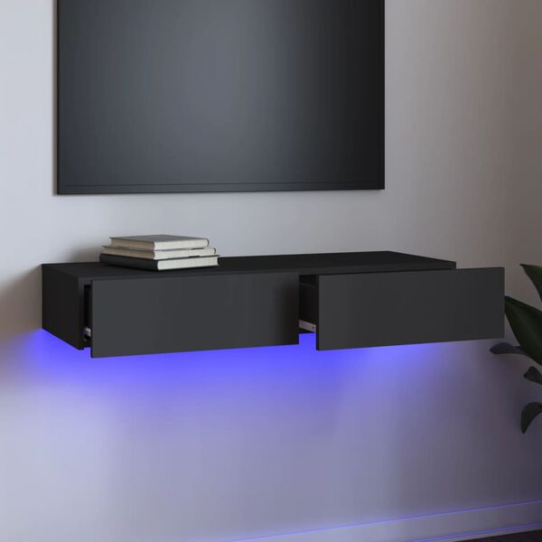vidaXL Mueble para TV con luces LED gris 90x35x15,5 cm