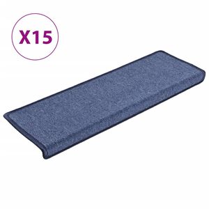 vidaXL Alfombrillas para escaleras 15 unidades 65x21x4 cm Azul Borde Rectangular