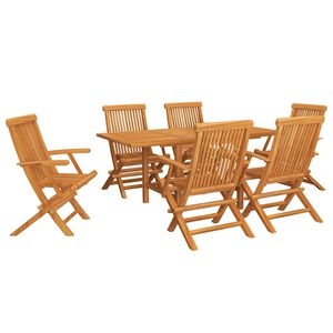 vidaXL Juego de comedor para jard&iacute;n 7 piezas madera maciza teca