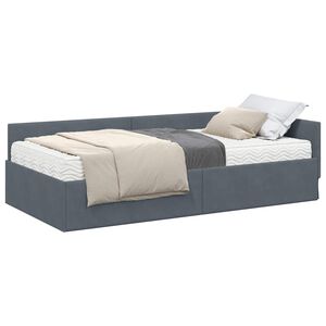 vidaXL Estructura de Cama Esquina con Colch&oacute;n 2 pcs Gris Terciopelo