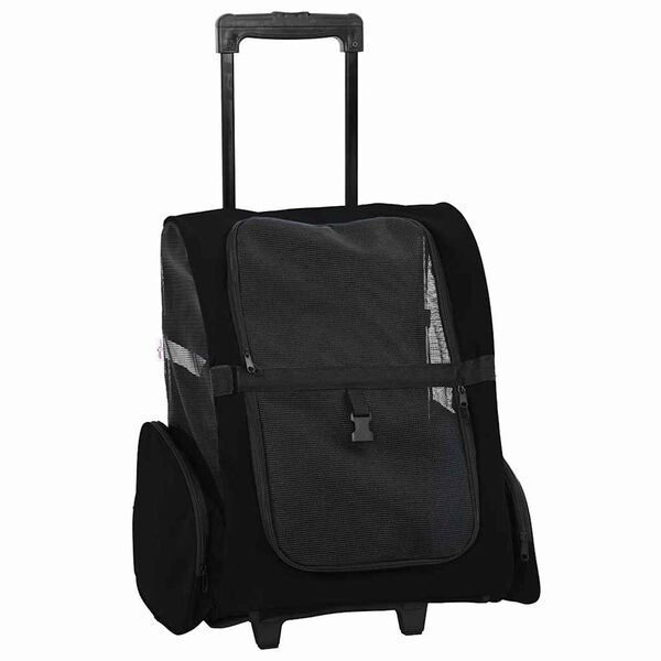 vidaXL Carrito para mascotas 3 en 1, dise&ntilde;o negro, 48 x 32 x (57-106) cm, tela Oxford
