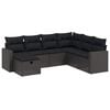 vidaXL Set de comedor de jard&iacute;n 7 pzas y cojines rat&aacute;n sint&eacute;tico negro