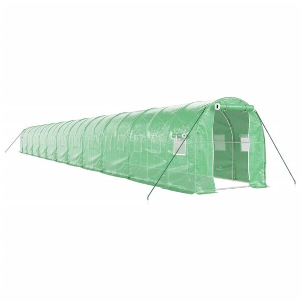 vidaXL Invernadero con estructura de acero verde 44 m&sup2; 22x2x2 m