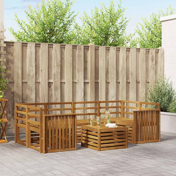 vidaXL Juegos de sof&aacute;s 7 pcs Natural Madera de Acacia S&oacute;lida