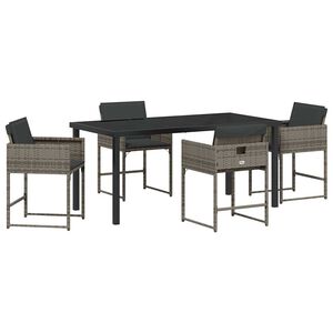 vidaXL Conjunto de Comedor de Jard&iacute;n 5 pcs Gris rat&aacute;n sint&eacute;tico