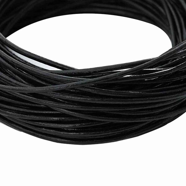 vidaXL Cord&oacute;n de cuero Negro &Oslash;1 mm x 5 m Cuero