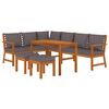 vidaXL Juego comedor jard&iacute;n y cojines 7 piezas madera maciza acacia