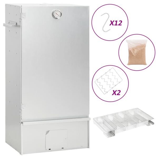 vidaXL Horno ahumador de BBQ con generador humo frío acero galvanizado