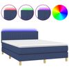vidaXL Cama box spring con colch&oacute;n y LED tela azul 140x200 cm