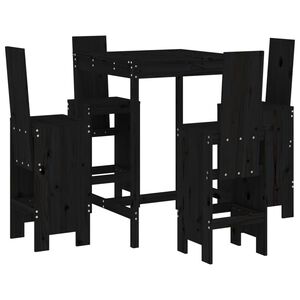 vidaXL Set de mesa y taburetes altos jard&iacute;n 5 piezas madera pino negro
