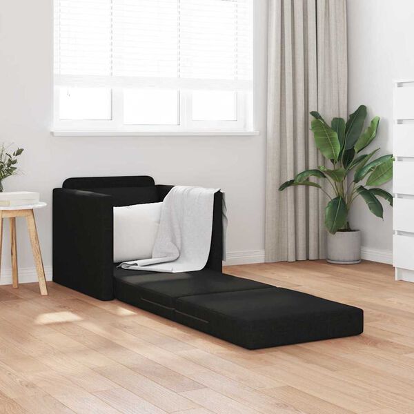 vidaXL Sofá cama de suelo 2 en 1 tela negro 112x174x55 cm