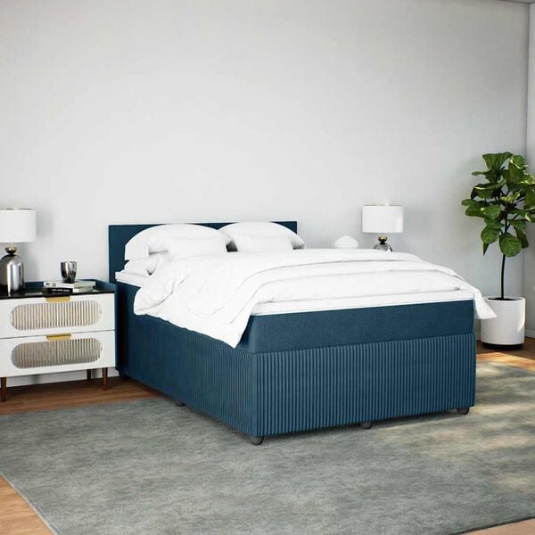 vidaXL Cama box spring con colch&oacute;n terciopelo azul 140x190 cm