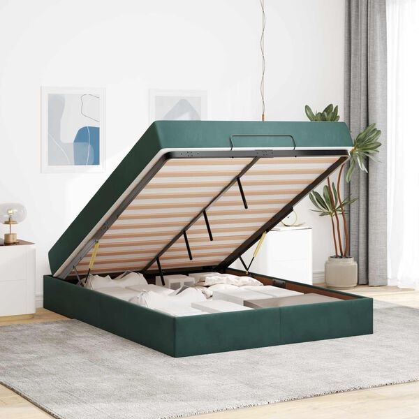 vidaXL Estructura de cama con colch&oacute;n 2 pcs Verde Terciopelo
