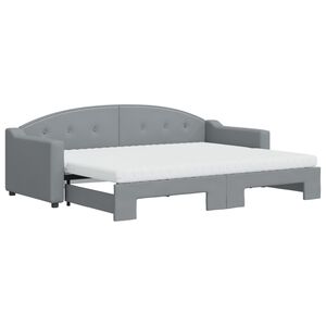 vidaXL Sof&aacute; cama nido con colch&oacute;n tela gris claro 80x200 cm