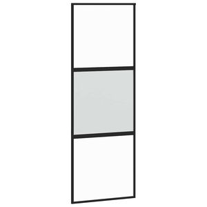 vidaXL Puerta corredera vidrio templado y aluminio negra 76x205 cm