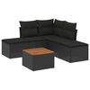 vidaXL Set de sof&aacute;s de jard&iacute;n 6 piezas y cojines rat&aacute;n sint&eacute;tico negro