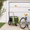 vidaXL Remolque de bicicleta mascotas hierro tela Oxford verde gris