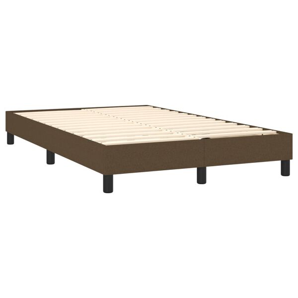 vidaXL Cama box spring con colch&oacute;n tela marr&oacute;n oscuro 120x200 cm