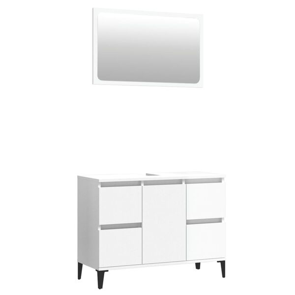 vidaXL Set muebles de ba&ntilde;o 2 piezas madera contrachapada blanco brillo