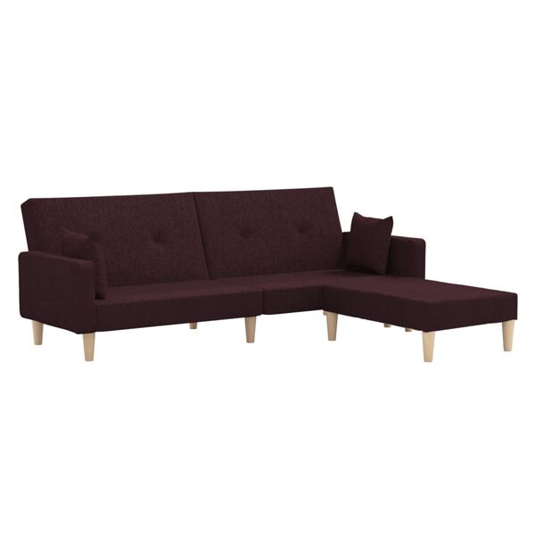vidaXL Sofá cama de 2 plazas con reposapiés tela morado