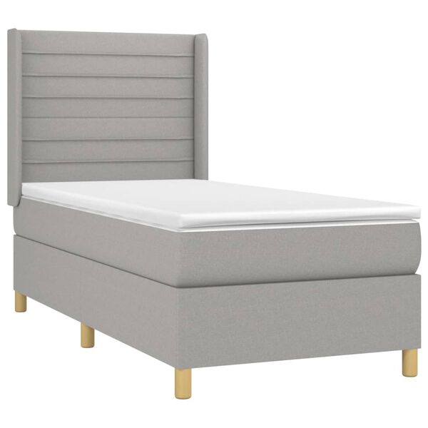 vidaXL Cama box spring colch&oacute;n y luces LED tela gris claro 100x200 cm