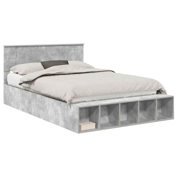 vidaXL Estructura de cama con estante Gris Concreto 160 x 200 cm