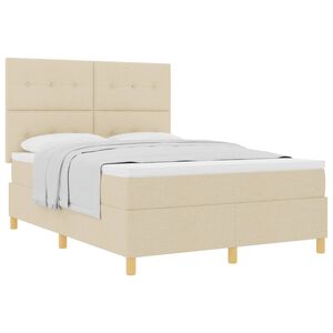 vidaXL Cama tipo Box Spring con colch&oacute;n Crema 140 x 200 cm tela