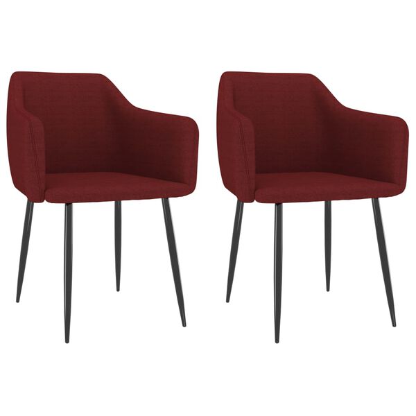 vidaXL Sillas de comedor 2 unidades tela rojo tinto