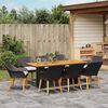 vidaXL Conjunto de Comedor de Jardín con cojín 9 pcs Negro y marrón