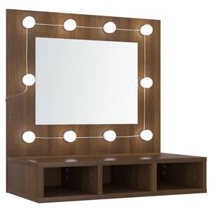vidaXL Mueble con espejo y LED marr&oacute;n roble 60x31,5x62 cm