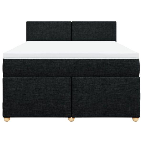 vidaXL Cama box spring con colch&oacute;n tela negro 160x200 cm