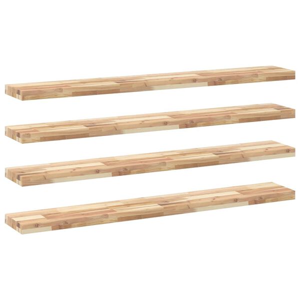 vidaXL Estantes flotantes 4 uds madera acacia sin tratar 160x20x4 cm
