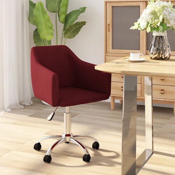 vidaXL Silla de comedor giratoria tela rojo tinto