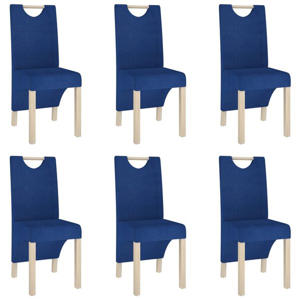 vidaXL Sillas de comedor 6 unidades tela azul