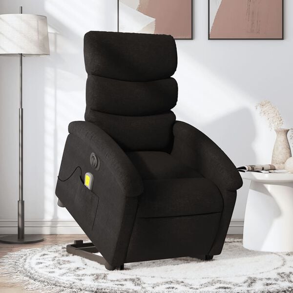 vidaXL Sill&oacute;n de masaje el&eacute;ctrico reclinable elevable tela negro