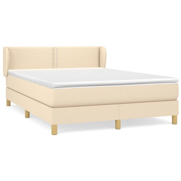 vidaXL Cama box spring con colch&oacute;n tela color crema 140x190 cm