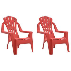 vidaXL Sillas de jard&iacute;n ni&ntilde;os 2 uds aspecto madera PP rojo 37x34x44 cm