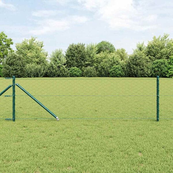 vidaXL Poste de Valla Verde 100 x 0,6 m (malla de 50 mm) Acero y PVC