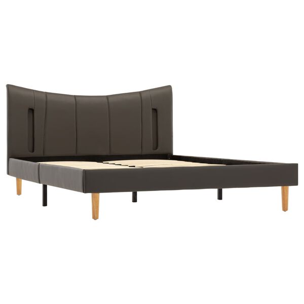 vidaXL Estructura cama y LED cuero sint&eacute;tico gris antracita 120x200 cm