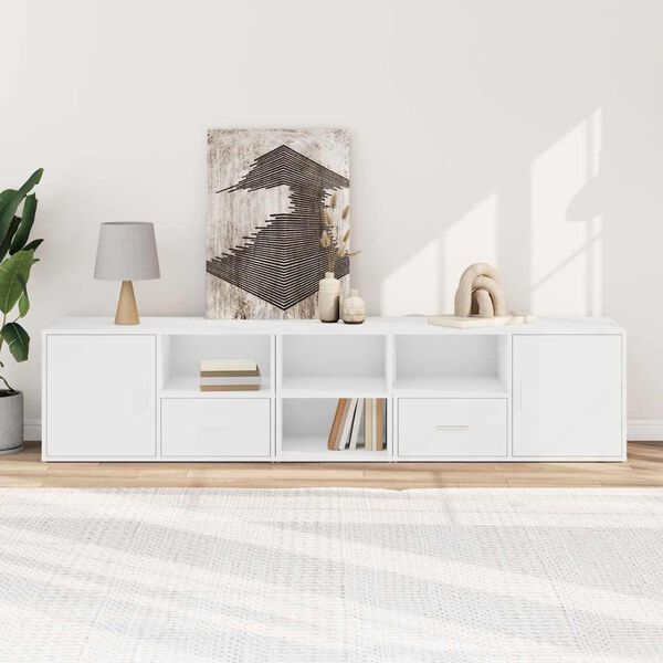 vidaXL Mueble de esquina madera de ingenier&iacute;a blanco 200x40x45 cm