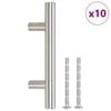vidaXL Tiradores para armarios 10 uds acero inoxidable plateado centro del orificio 64 mm longitud total 100 mm