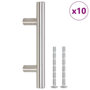 vidaXL Tiradores para armarios 10 uds acero inoxidable plateado centro del orificio 64 mm longitud total 100 mm